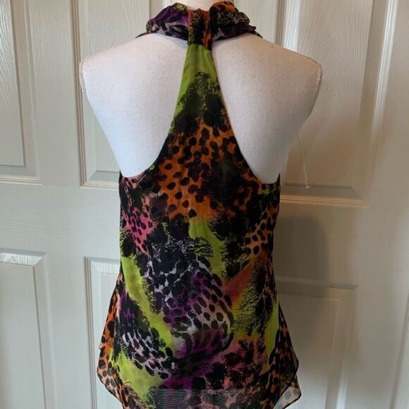 Diane von Furstenberg Bright Animal Print 100% Silk Top - Picture 5 of 9